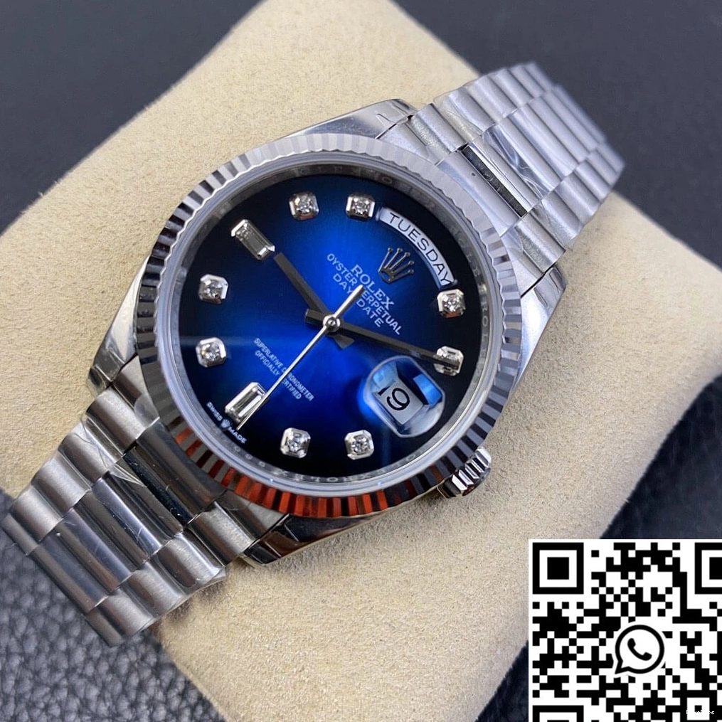 EW Blue M128239-0023 Rolex Factory Gradient Dial Day-Date Diamond 0420
